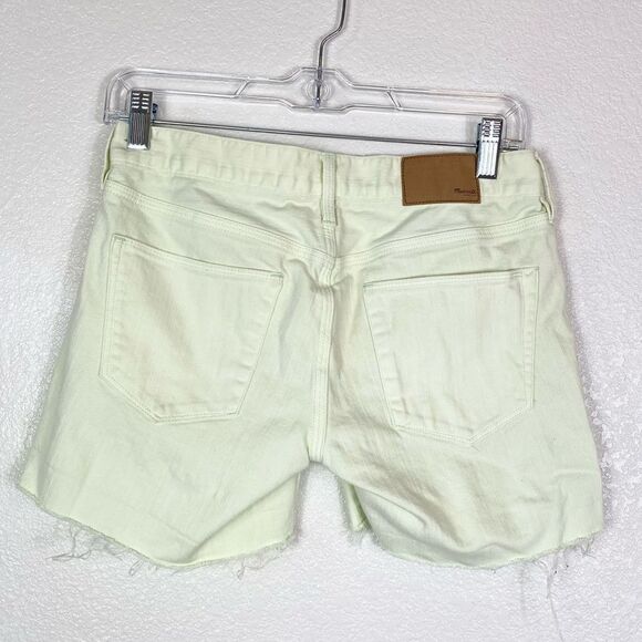 Madewell Light Yellow-Green Low Rise Distressed Denim Cutoff Shorts - Picture 2 of 7